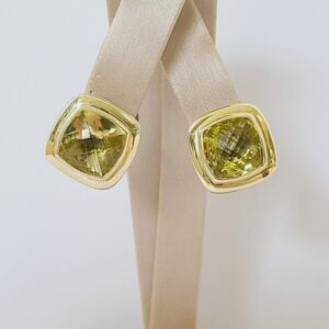 David Yurman Albion 11mm Lemon Citrine Earrings With Gold